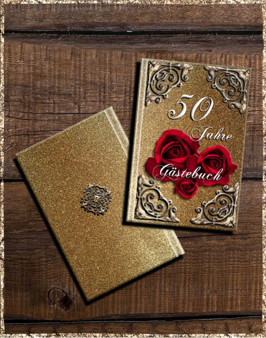50 Jahre - goldene Hochzeit - Gästebuch Vintage gold